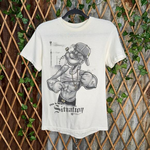 Vintage Y2K Popeye cartoon 2010s jersey shore parody t-shirt - Picture 1 of 4